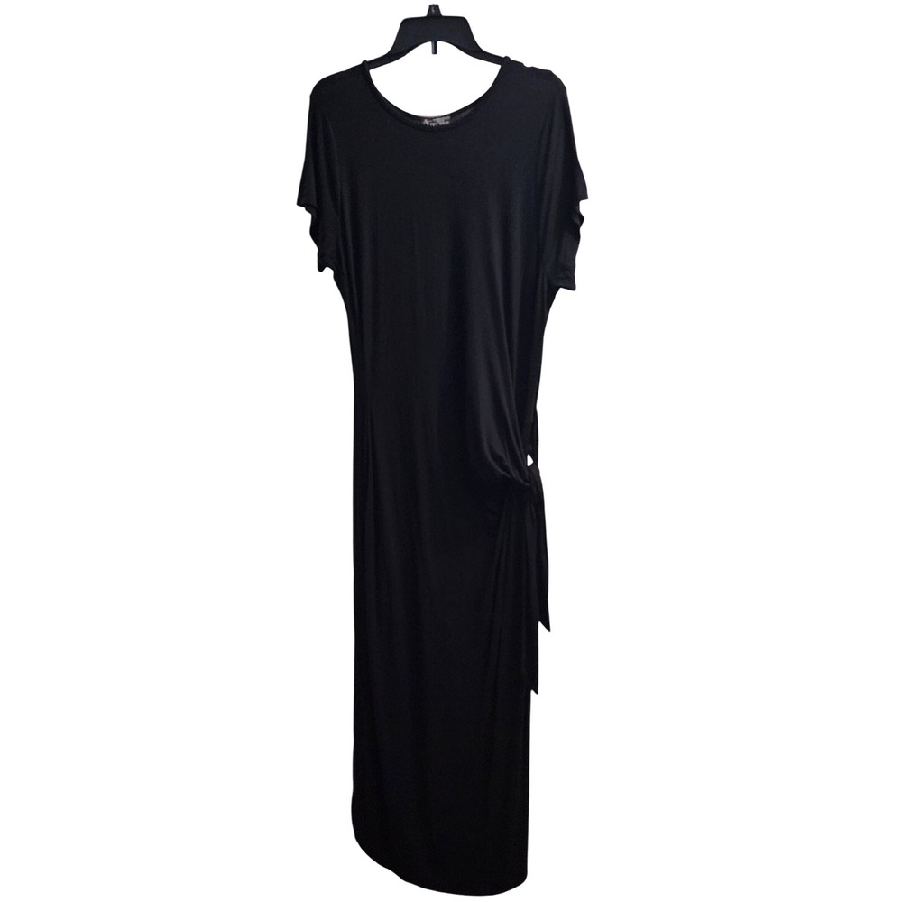 American City Wear Maxi Dress Tie Waist Casual‎ Comfy Black 1X